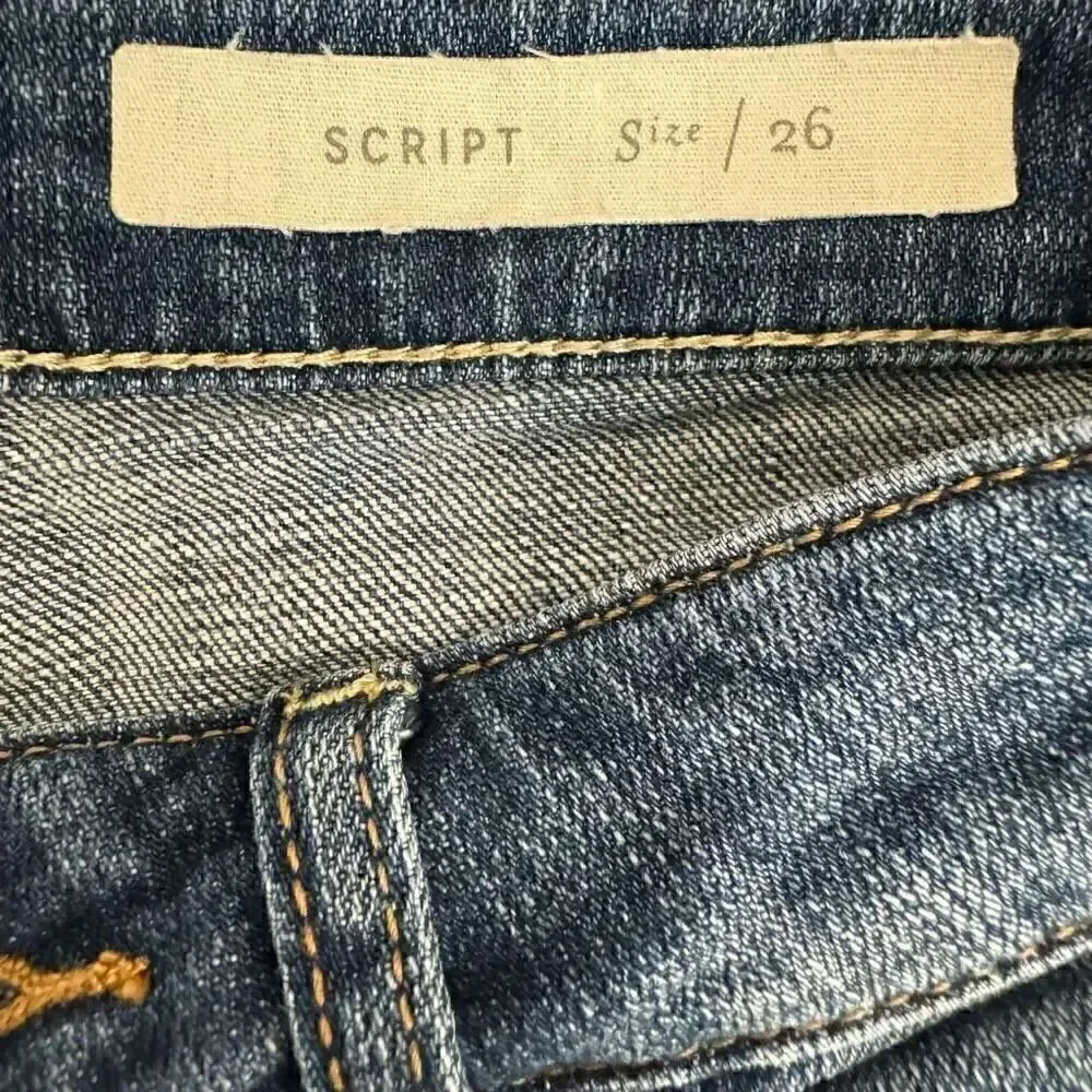 Anthropologie  Pilcro and the Letterhead Script Blue Denim Jeans SZ 26 #1990 - Picture 8 of 14